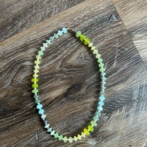 Anthropologie Green, Blue and Yellow Beaded Necklace